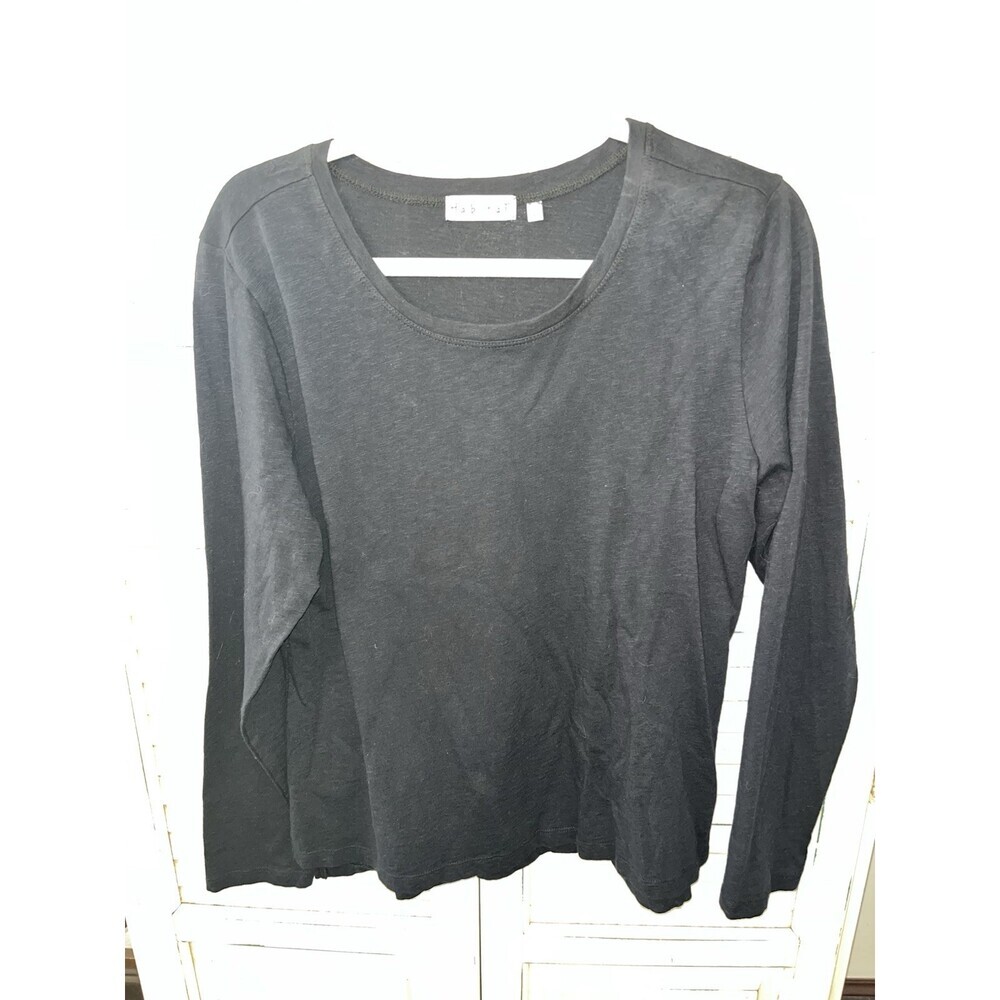 Habitat Everything Tee Black Slub 100% Cotton Long Sleeve T-Shirt Womens Medium